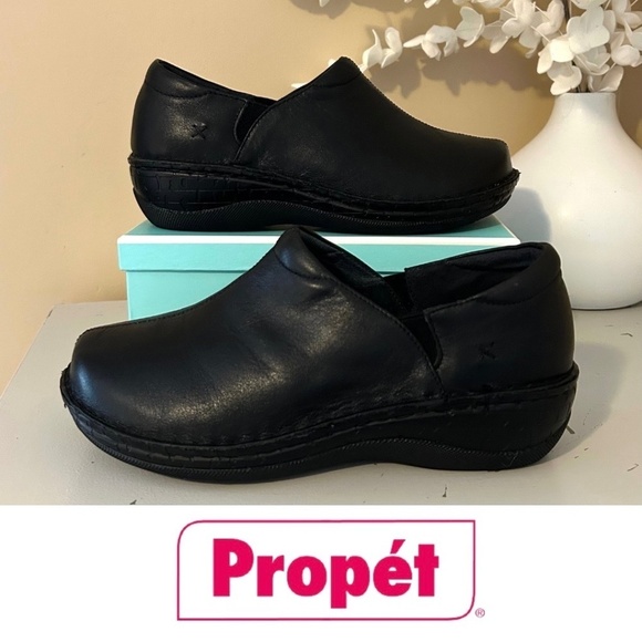 Propet Jessica Extra Wide Leather Slip on Shoe Black Size 7.5 - Picture 1 of 15